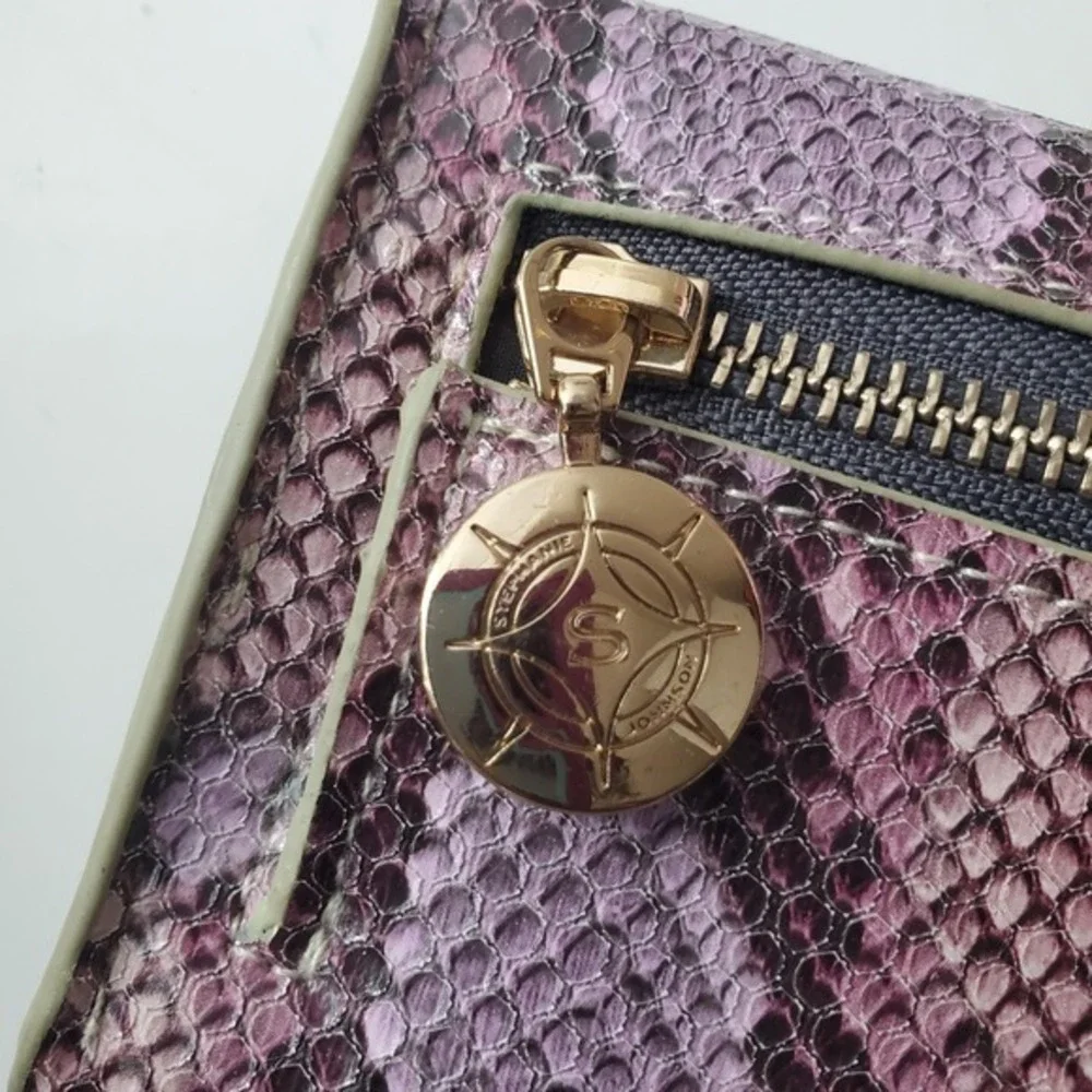 STEPHANIE JOHNSON Wristlet Havana Jane Wallet Credit Card Case Snake Print Leath